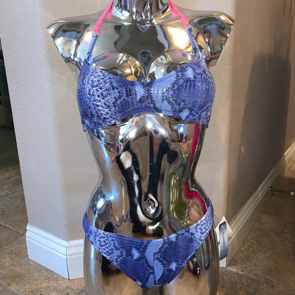 NWT 90s PLAYBOY🐰 BLUE & PINK BIKINI - STYLE #2